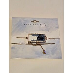 Inspired Life Gold Tone Rectangle Beaded Slider Bracelet